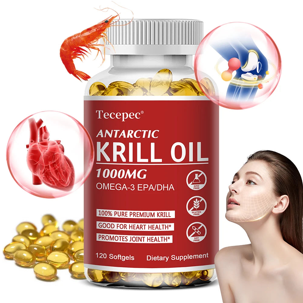 Antarctic Krill Oil Supplement - Omega-3 EPA, DHA, Astaxanthin - Supports Brain and Heart Health, Cardiovascular Health