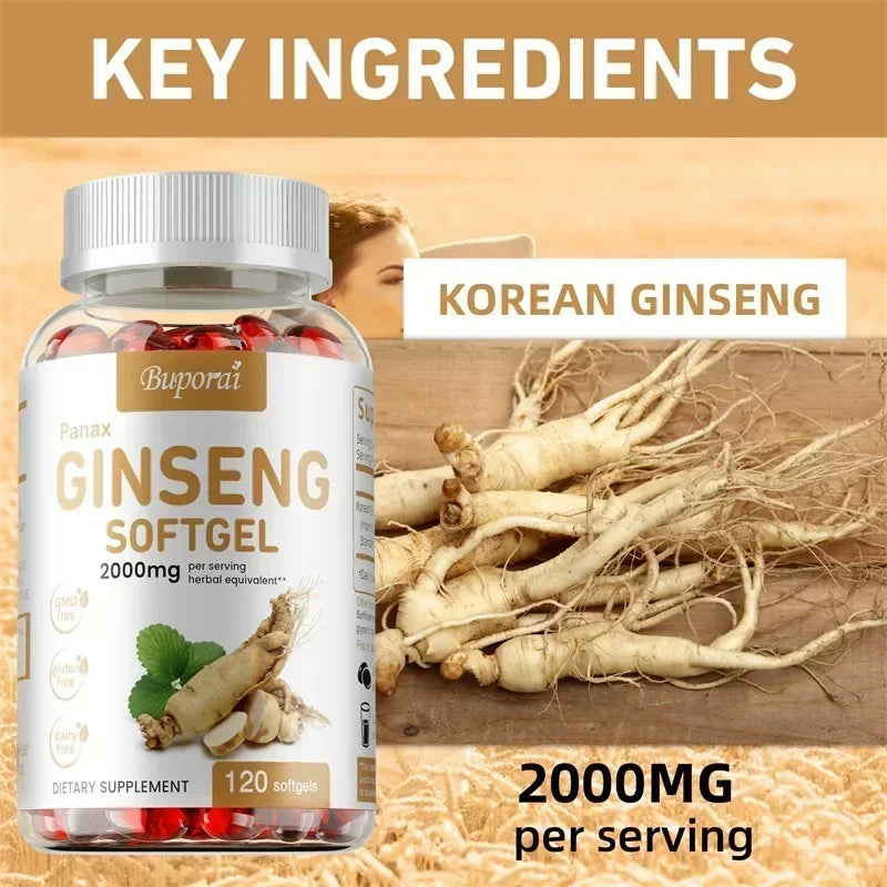 Red Panax Ginseng Supplement - Supports Energy Production, Immune Health, Physical Performance, Memory, Antioxidant Protection