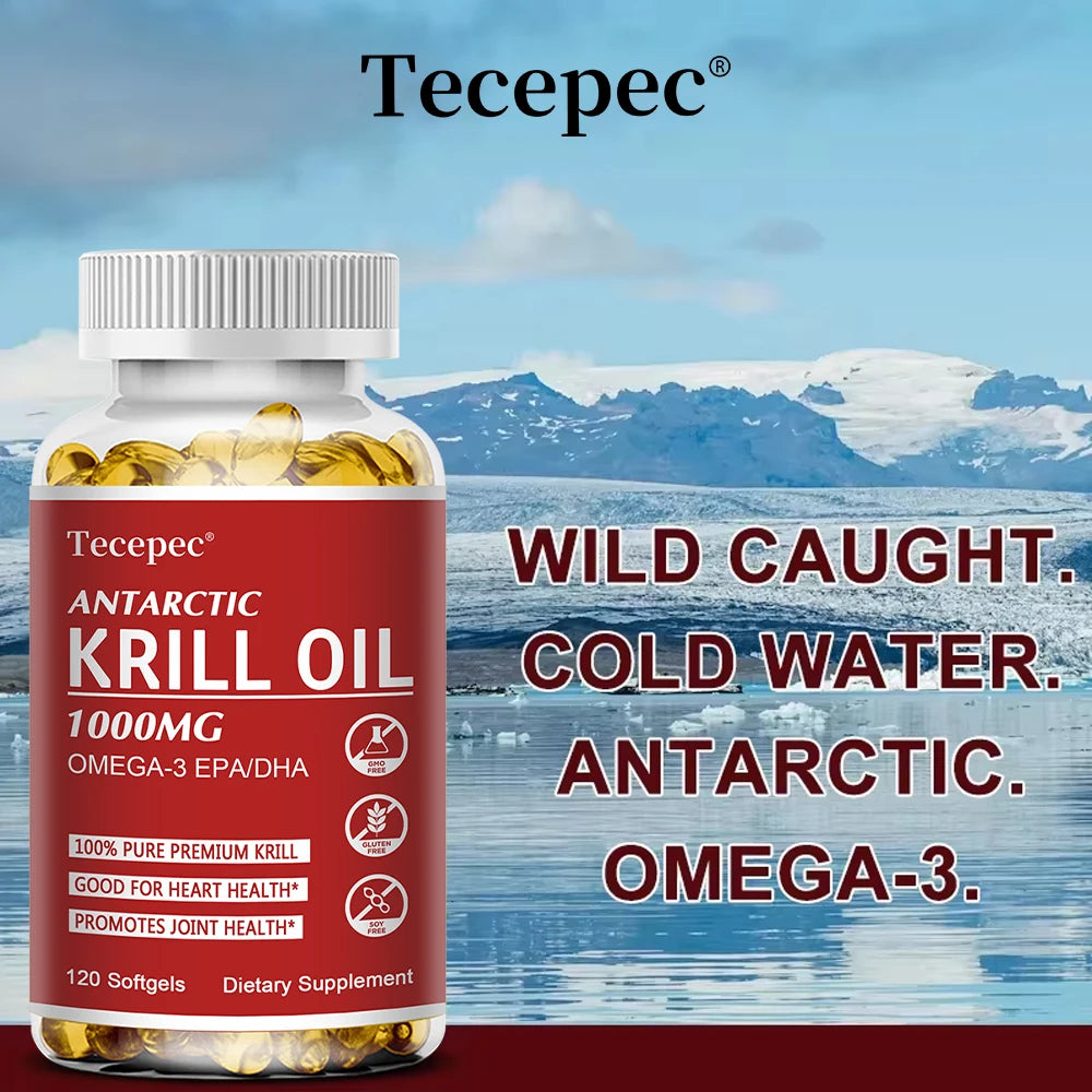 Antarctic Krill Oil Supplement - Omega-3 EPA, DHA, Astaxanthin - Supports Brain and Heart Health, Cardiovascular Health