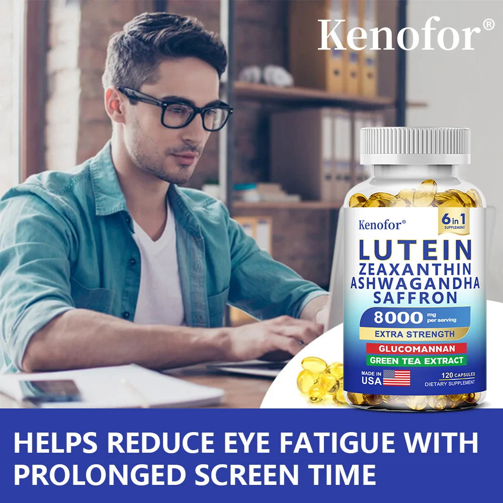 Lutein and Zeaxanthin Supplements, 8000mg Per Serving | Essential Eye Vitamins & Vision Health Dietary Supplement, NON-GMO