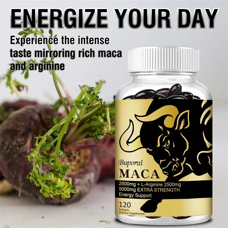 Maca Root Supplement - with Panax Ginseng To Boost Energy, Improve Endurance, Muscle Strength and Athletic Performance