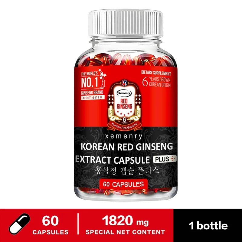 Korean Red Ginseng Supplement - Relieve Stress, Improve Mood, Boost Brain Function, and Strengthen The Immune System