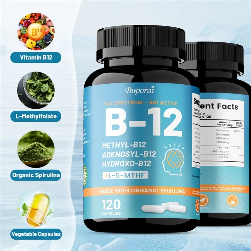 Vitamin B12 - Supports Energy, Focus, Mood, Improves Energy Levels, Thinking, Nervous System, Relieves Fatigue