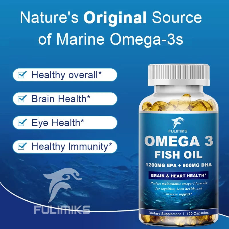 Buy 1 Get 1 Free! Omega 3 Fish Oil Capsules, Supports Heart Health Supplements Rich DHA EPA Fish Oil Capsules Improve Bad Mood