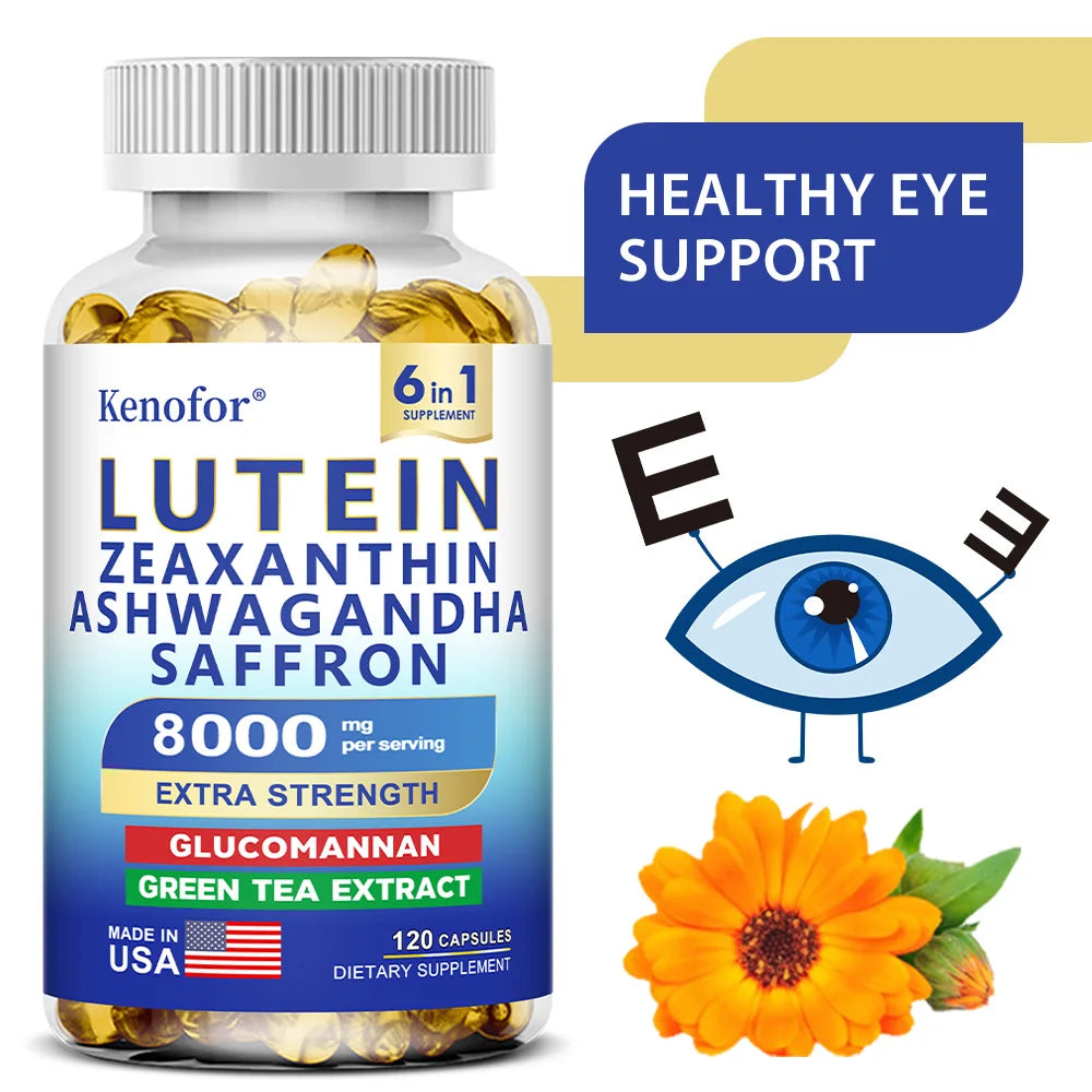 Lutein and Zeaxanthin Supplements, 8000mg Per Serving | Essential Eye Vitamins & Vision Health Dietary Supplement, NON-GMO