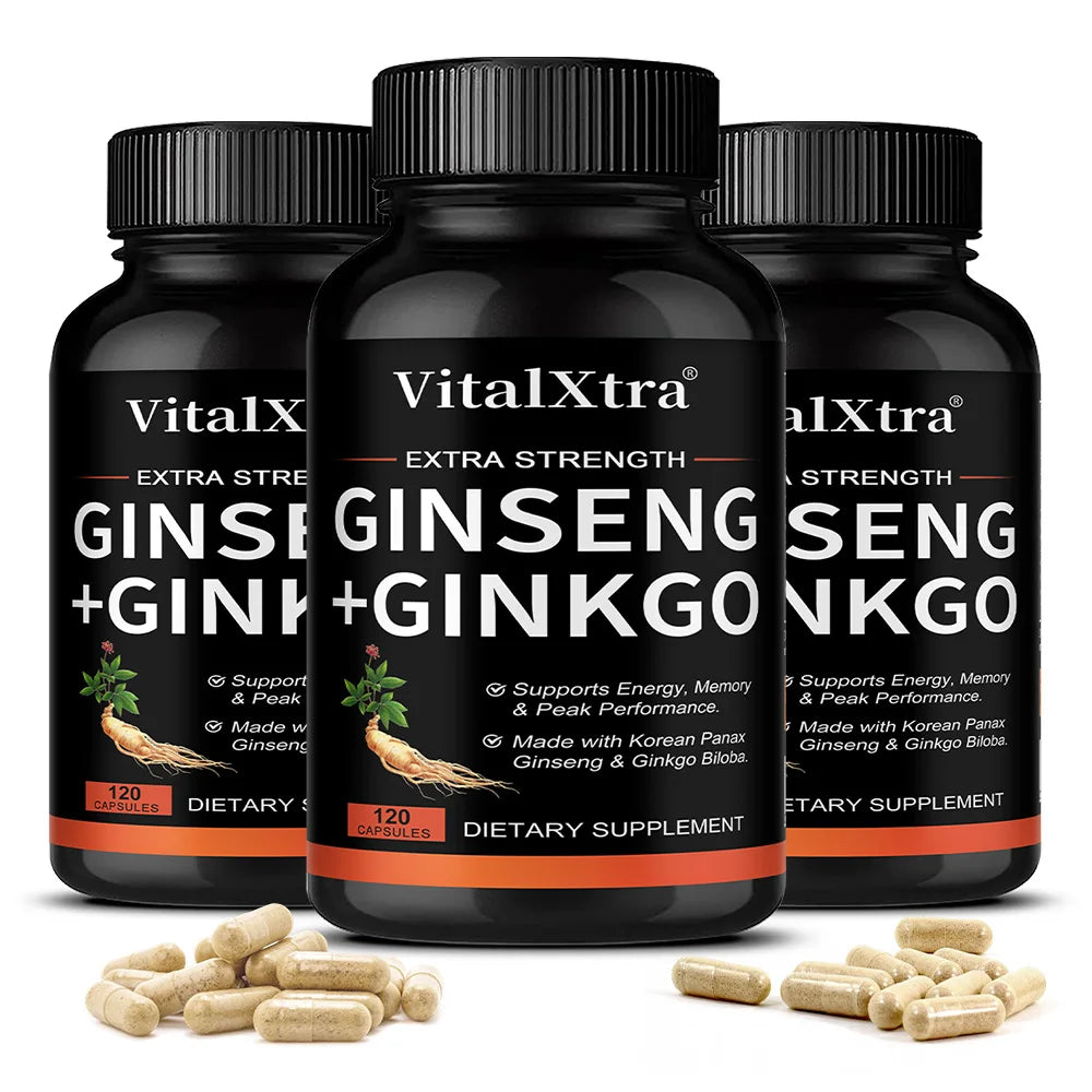 Energy Supplement Capsules Containing Ginseng and Ginkgo, Promote Brain Health, Support Memory, Focus and Regulate The Nervous