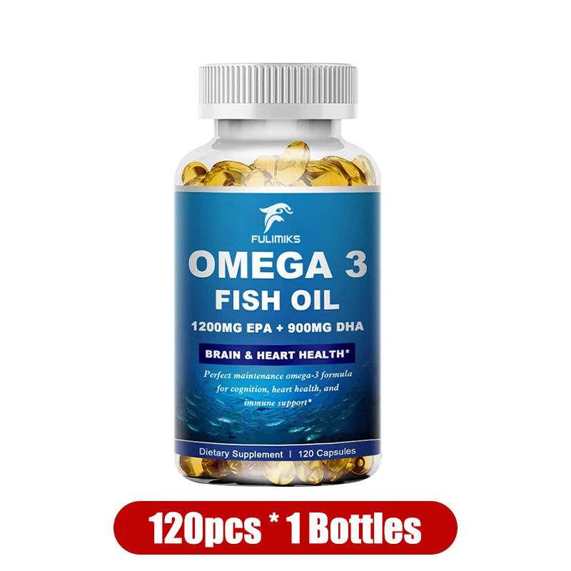 Buy 1 Get 1 Free! Omega 3 Fish Oil Capsules, Supports Heart Health Supplements Rich DHA EPA Fish Oil Capsules Improve Bad Mood