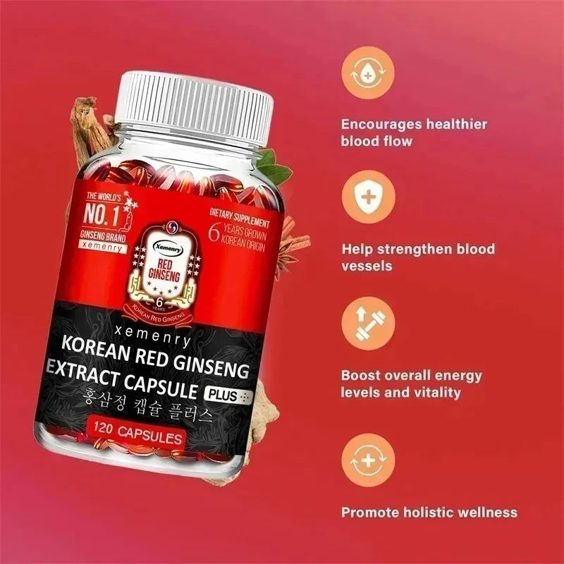 Korean Red Ginseng Supplement - Relieve Stress, Improve Mood, Boost Brain Function, and Strengthen The Immune System