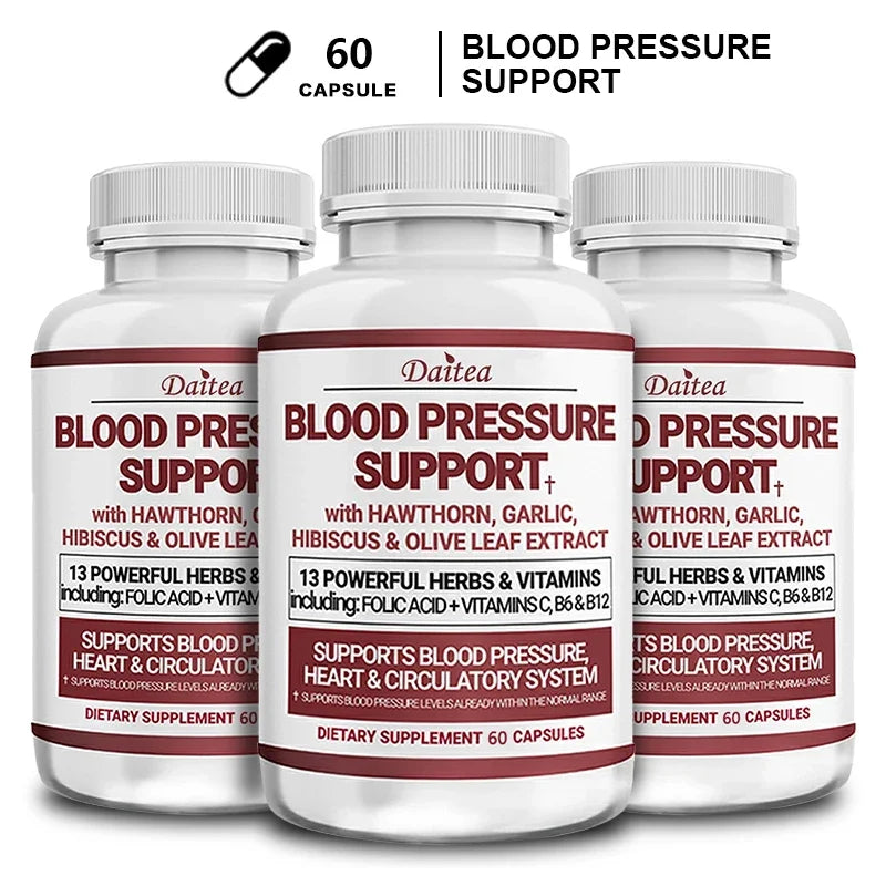 Daitea Circulatory Health Support Supplement with Hawthorn, Garlic and Olive Leaf Extracts - For Heart Support - 120 Capsules