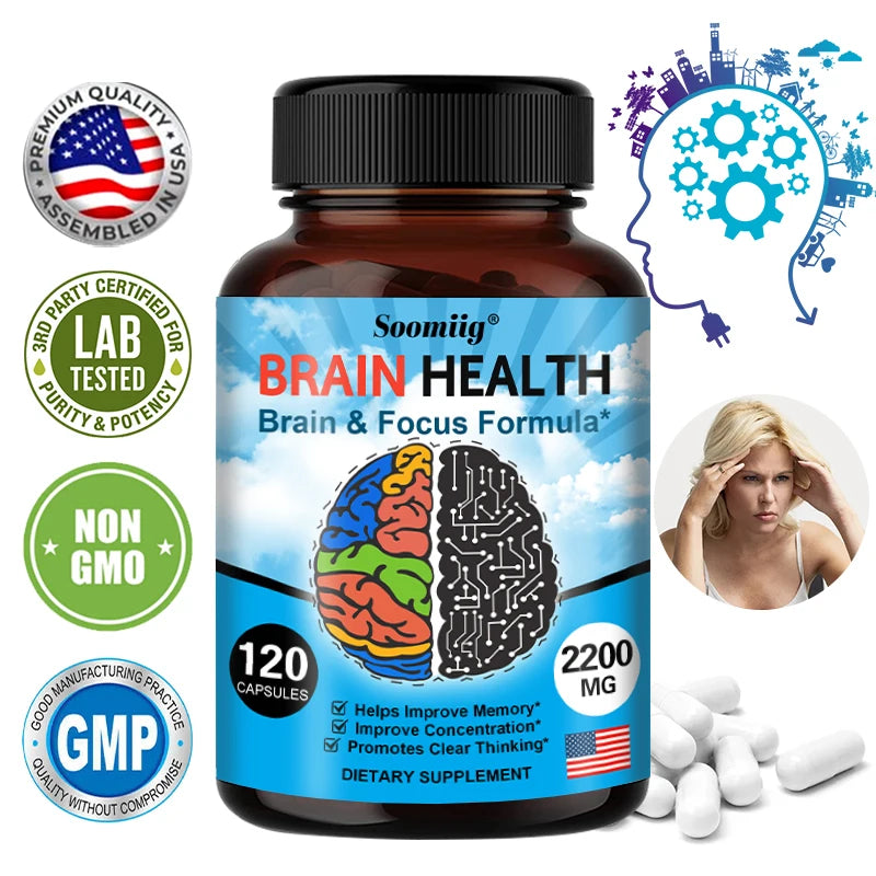 Ginkgo Biloba Capsules 1200mg, Supports Memory, Brain Function and Mental Alertness, Brain Health Supplement, 30/60/120 Capsuels