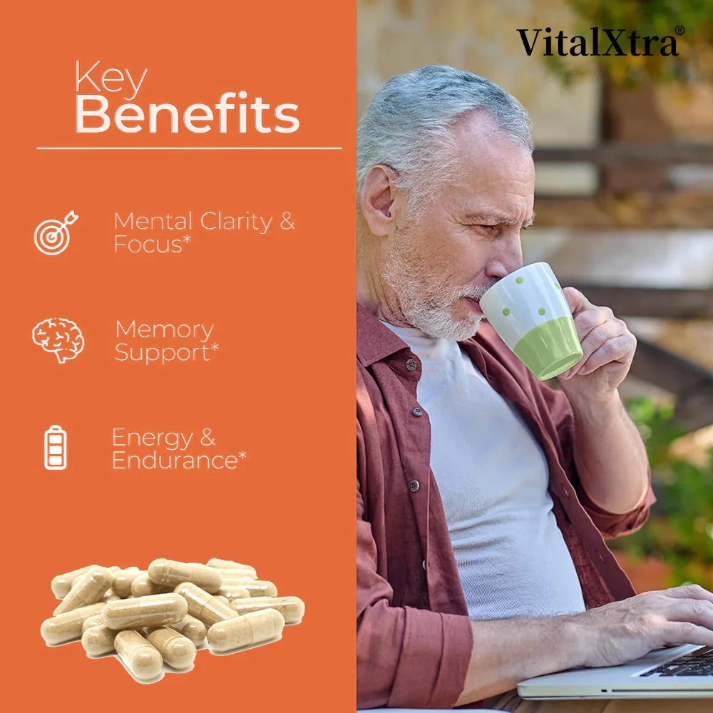 Energy Supplement Capsules Containing Ginseng and Ginkgo, Promote Brain Health, Support Memory, Focus and Regulate The Nervous