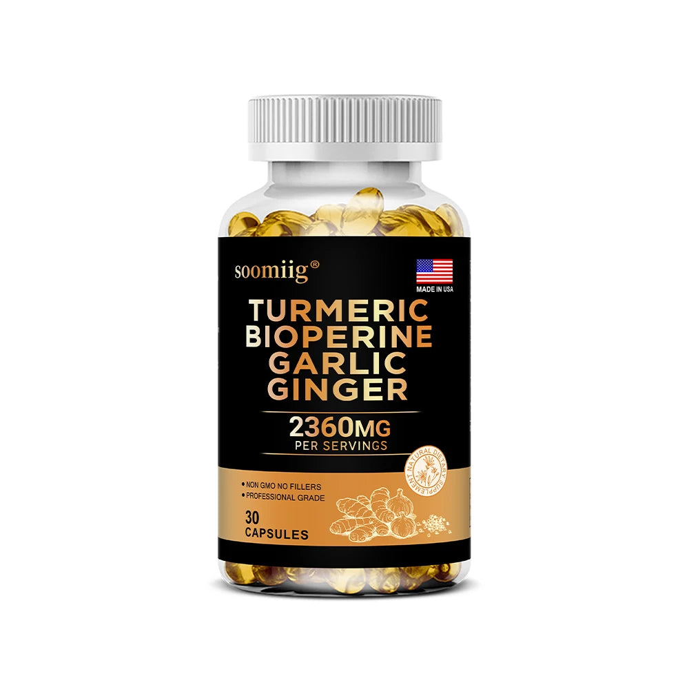 Turmeric Ginger Supplement with Garlic Curcumin Black Pepper, Support Joint Health, Promote Digestion, and Boost Immune Health