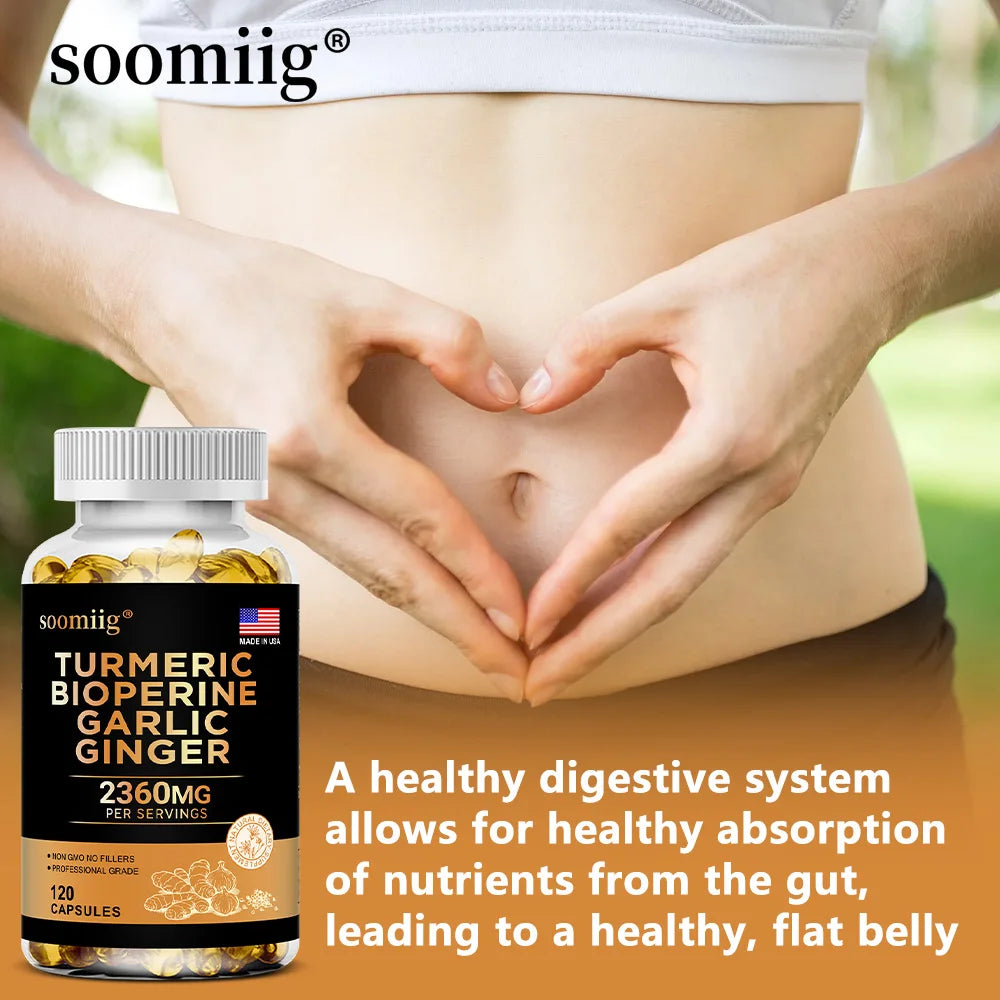 Turmeric Ginger Supplement with Garlic Curcumin Black Pepper, Support Joint Health, Promote Digestion, and Boost Immune Health