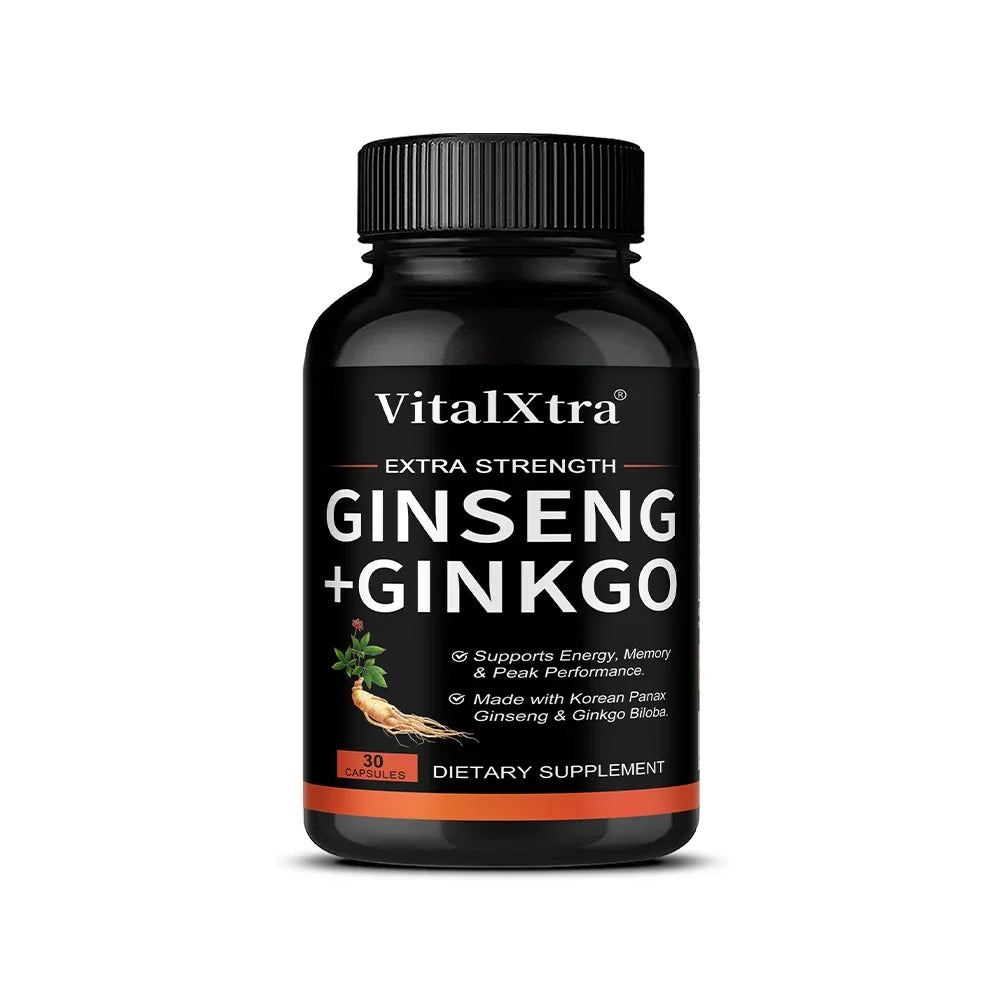 Energy Supplement Capsules Containing Ginseng and Ginkgo, Promote Brain Health, Support Memory, Focus and Regulate The Nervous
