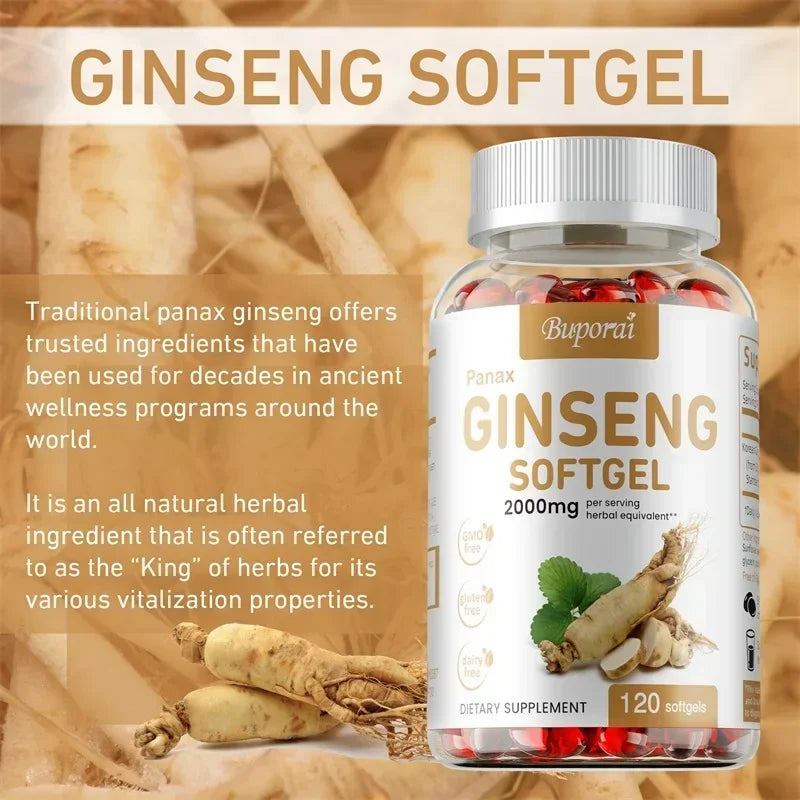 Red Panax Ginseng Supplement - Supports Energy Production, Immune Health, Physical Performance, Memory, Antioxidant Protection