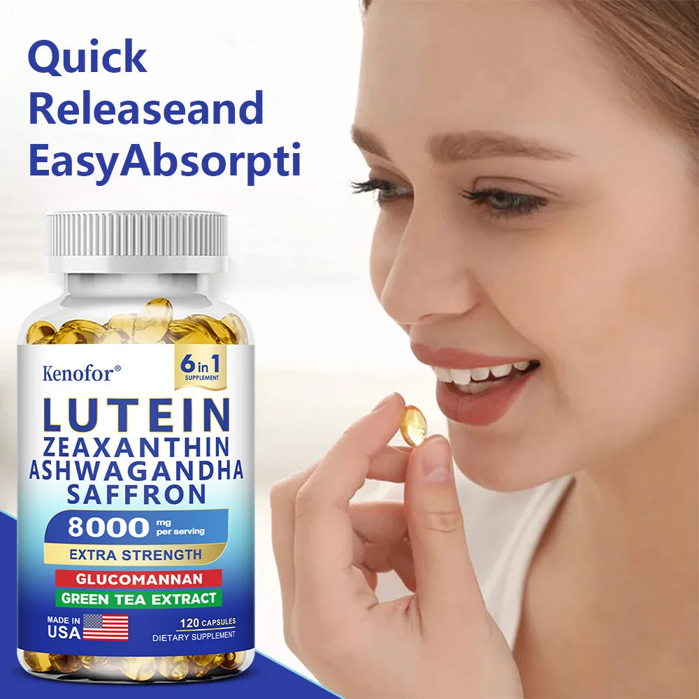 Lutein and Zeaxanthin Supplements, 8000mg Per Serving | Essential Eye Vitamins & Vision Health Dietary Supplement, NON-GMO