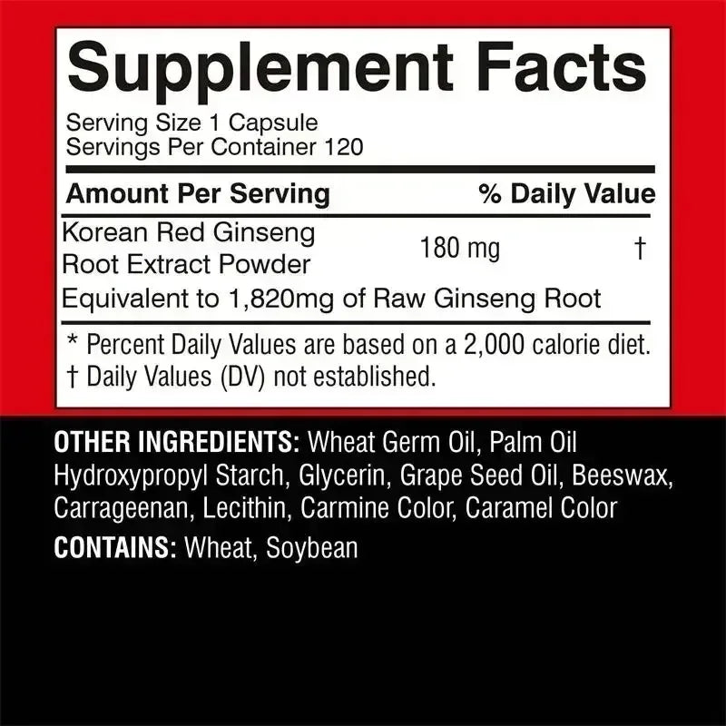 Korean Red Ginseng Supplement - Relieve Stress, Improve Mood, Boost Brain Function, and Strengthen The Immune System