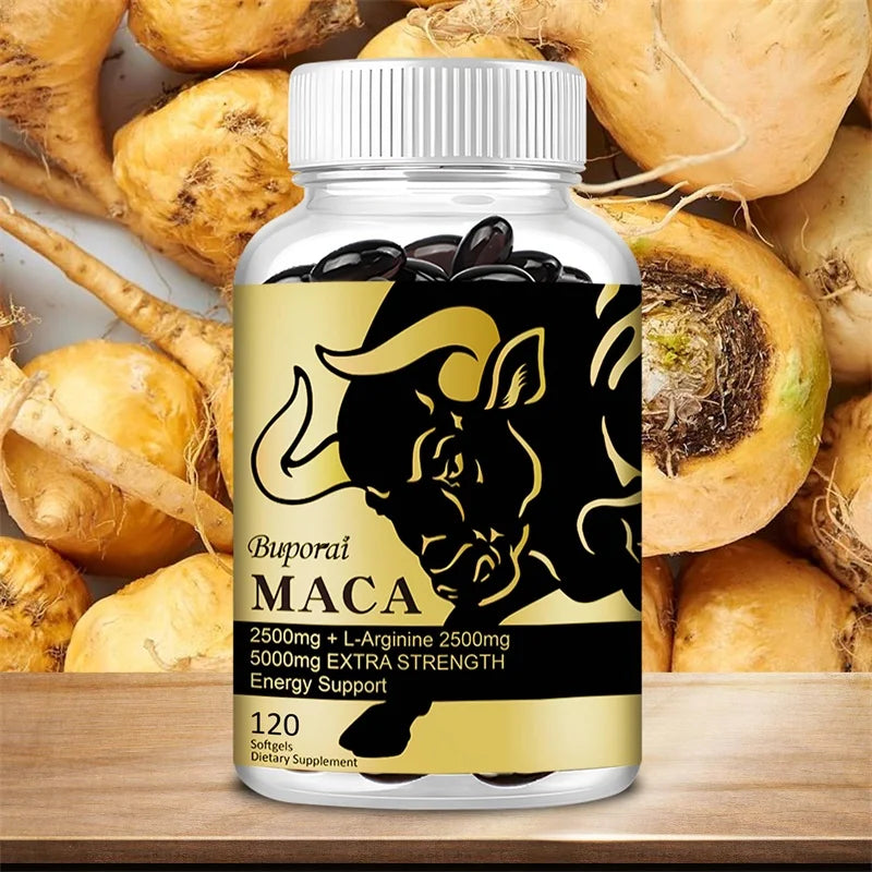 Maca Root Supplement - with Panax Ginseng To Boost Energy, Improve Endurance, Muscle Strength and Athletic Performance