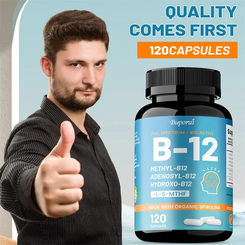 Vitamin B12 - Supports Energy, Focus, Mood, Improves Energy Levels, Thinking, Nervous System, Relieves Fatigue