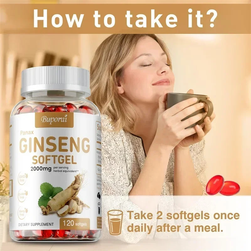 Red Panax Ginseng Supplement - Supports Energy Production, Immune Health, Physical Performance, Memory, Antioxidant Protection