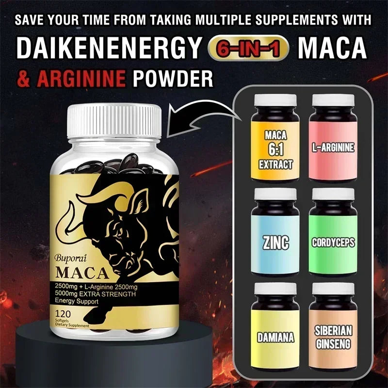 Maca Root Supplement - with Panax Ginseng To Boost Energy, Improve Endurance, Muscle Strength and Athletic Performance