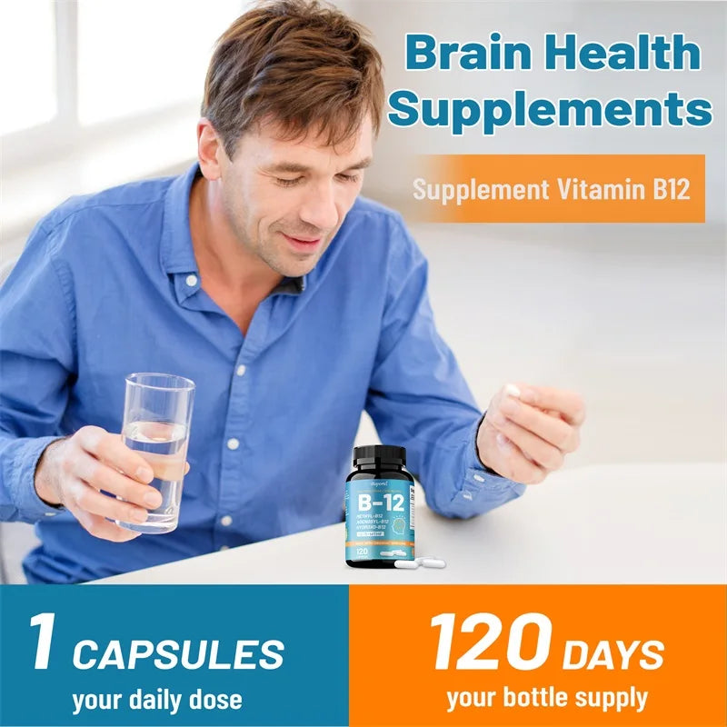 Vitamin B12 - Supports Energy, Focus, Mood, Improves Energy Levels, Thinking, Nervous System, Relieves Fatigue