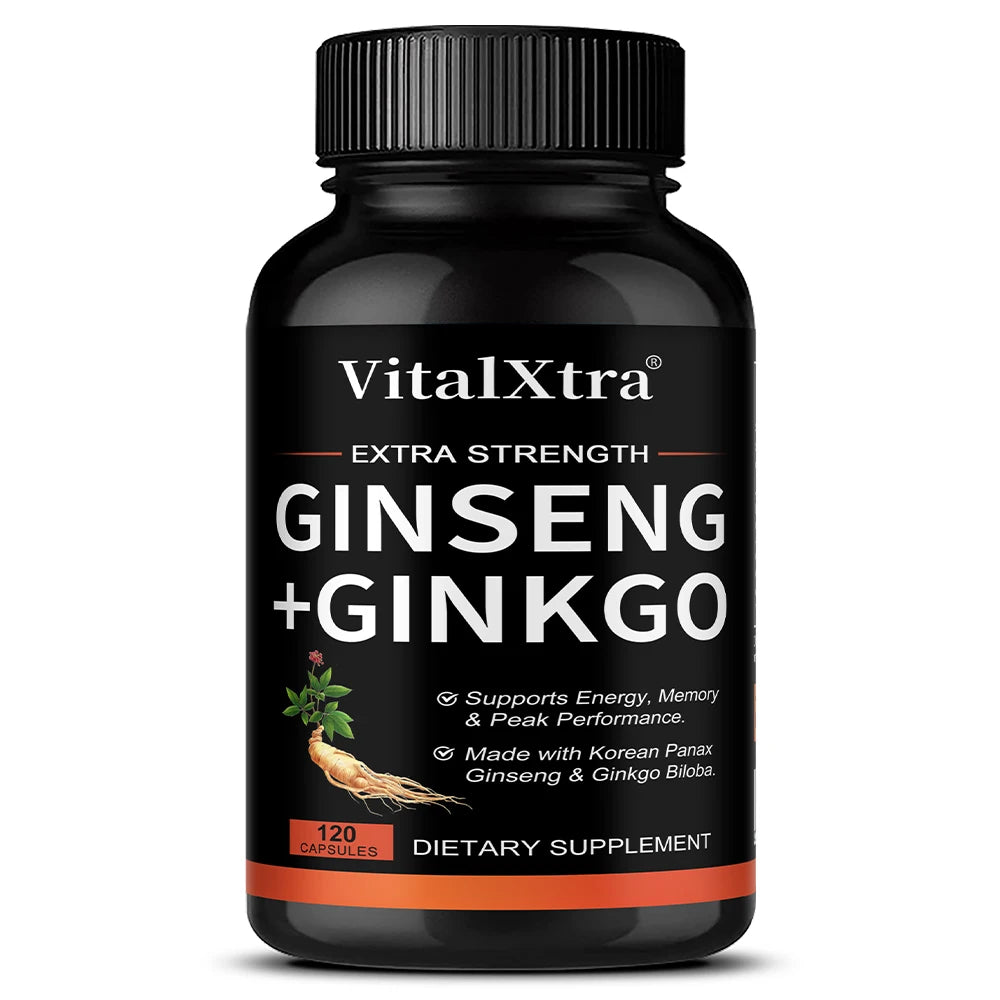 Energy Supplement Capsules Containing Ginseng and Ginkgo, Promote Brain Health, Support Memory, Focus and Regulate The Nervous